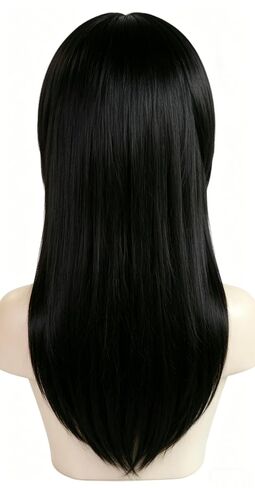 22inch Emo Wig with Bangs 2000s Wig for Women Long Black Scene Wigs Goth Wigs with Set 3 Fake Piercings,1 Fishnet Gloves,1 Choker for Halloween Themed Party Costume Outfit + Hair Cap in Saudi Arabia