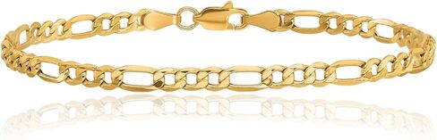 IceCarats 14K Yellow Gold 3.5mm Figaro Chain Link Bracelet, Polished in Saudi Arabia