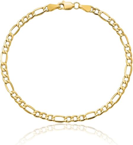 IceCarats 14K Yellow Gold 3.5mm Figaro Chain Link Bracelet, Polished in Saudi Arabia