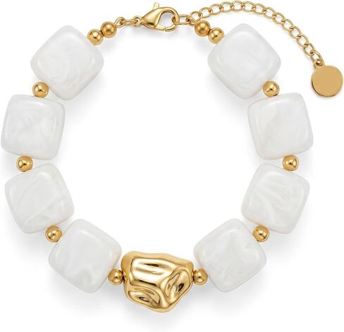 Bohemian Summer Jewelry Square Acrylic Resin Fashion Heart Women Beads Bracelet Versatile Exaggerated Bold Bracelet Adjustable Light Luxury Fancy Button Chain Bracelet in Saudi Arabia