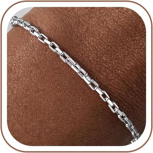 925 Sterling Silver Square Box Chain Bracelet for Women, Hypoallergenic Jewelry Exquisite Gifts for Wife Daughter 6.5-7-7.5-8 Inches in Saudi Arabia