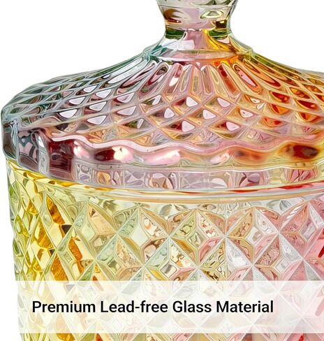 1 Pack Charming Glass Candy Jar With Lid | Colorful Design Great for Easter Candy, Jewelry, Suitable for Home Decor, Snack Storage & Trinket Organization in Saudi Arabia