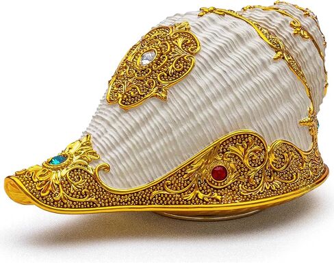 JARLL Luxury Golden Conch Music Box, Exquisite Rotating Sculpture for Home Décor, Weddings, Anniversaries, Meditation Spaces, Meaningful Gifts, Plays 'Memory' Tune in Saudi Arabia