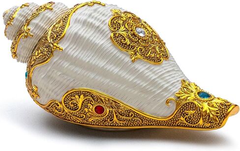 JARLL Luxury Golden Conch Music Box, Exquisite Rotating Sculpture for Home Décor, Weddings, Anniversaries, Meditation Spaces, Meaningful Gifts, Plays 'Memory' Tune in Saudi Arabia