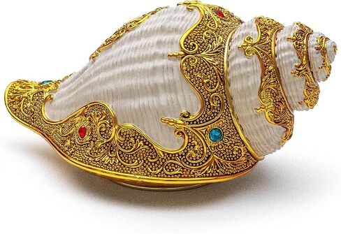 JARLL Luxury Golden Conch Music Box, Exquisite Rotating Sculpture for Home Décor, Weddings, Anniversaries, Meditation Spaces, Meaningful Gifts, Plays 'Memory' Tune in Saudi Arabia