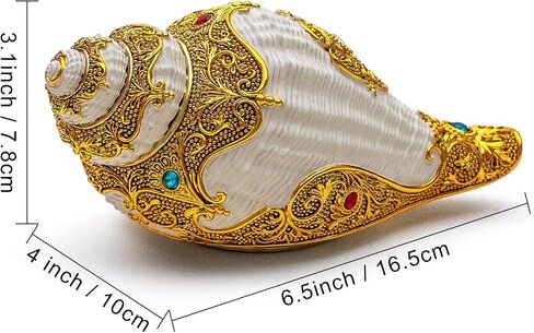 JARLL Luxury Golden Conch Music Box, Exquisite Rotating Sculpture for Home Décor, Weddings, Anniversaries, Meditation Spaces, Meaningful Gifts, Plays 'Memory' Tune in Saudi Arabia