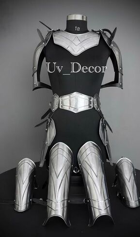 Medieval Knight Full Body Armor Set for Men – 10-Piece Silver Steel Costume Armor Suit with Shoulder, Arm, Leg & Chest Plates – Ideal for LARP, Cosplay, Halloween & Stage Performances in Saudi Arabia