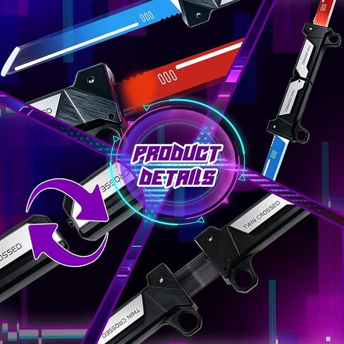 عكسها Hilt 2 في 1 قابل للسحب ضوء السيف المكونات في تمديد سحب شفرة ثنائي اللون LED ضوء صابر أسود in Kuwait