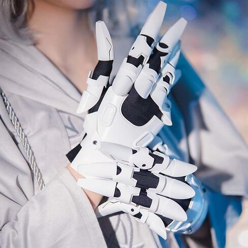 Punk Hand Armor Gloves, Sci-Fi Mechanical Claw Gloves for Cosplay, Role Play, Halloween, White, Medium in Saudi Arabia