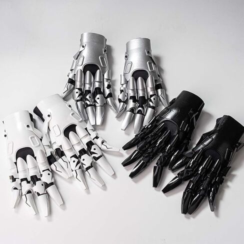 Punk Hand Armor Gloves, Sci-Fi Mechanical Claw Gloves for Cosplay, Role Play, Halloween, White, Medium in Saudi Arabia