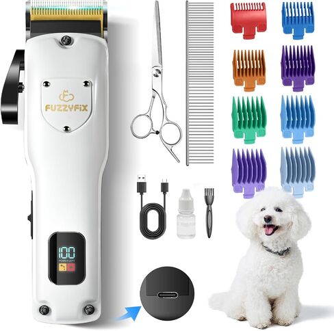 Dog Clippers for Grooming for Thick Heavy Coats, Professional Pet Grooming Clippers Supplies Kit Low Noise Rechargeable Stainless Steel Hair Trimmer with Ceramic Blade for Dogs Cats Animals in Saudi Arabia