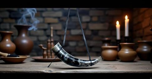 فايكنغ معركة القرن تهب البوق 15 بوصة - القرن الحرب بصوت عال في العصور الوسطى القرن الثور الطبيعي اليدوية مع حزام من الجلد، أداة القرن فايكنغ لكوسبلاي لارب، وإعادة تمثيل، والديكور والهدايا in Kuwait