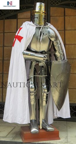 NauticalMart Knight Templar Suit of Armor Crusader Renaissance Armor مخصص لعيد الهالوين، درع، سلسلة بريد in Kuwait