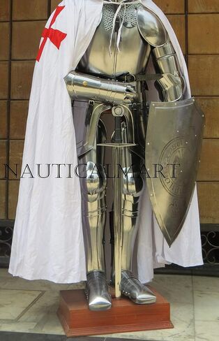 NauticalMart Knight Templar Suit of Armor Crusader Renaissance Armor مخصص لعيد الهالوين، درع، سلسلة بريد in Kuwait