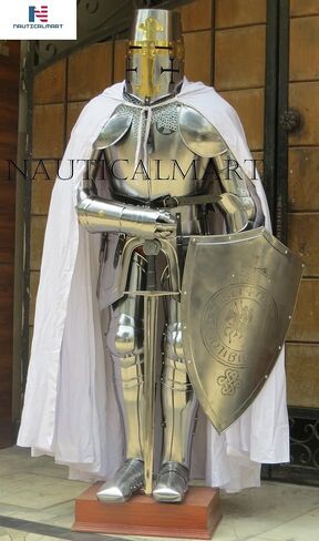 NauticalMart Knight Templar Suit of Armor Crusader Renaissance Armor مخصص لعيد الهالوين، درع، سلسلة بريد in Kuwait
