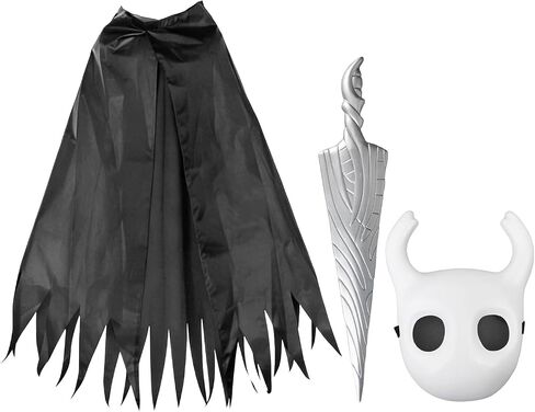 3 PCS Knight Mask with Prop Sword and Black Cloak Halloween Costume Cosplay Outfit Set for Adults, Costume Accessory for Party Dress Up in Saudi Arabia