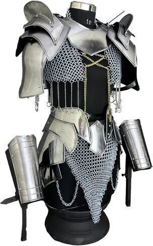 Medieval Cuirass Armor, Shoulder armor, Belt armor, Bracer armor, Chainmail Armor, Cosplay Armor, LARP Armor, Fantasy Gift for Women. in Saudi Arabia