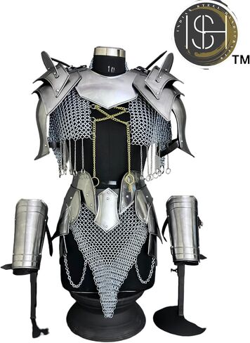 Medieval Cuirass Armor, Shoulder armor, Belt armor, Bracer armor, Chainmail Armor, Cosplay Armor, LARP Armor, Fantasy Gift for Women. in Saudi Arabia