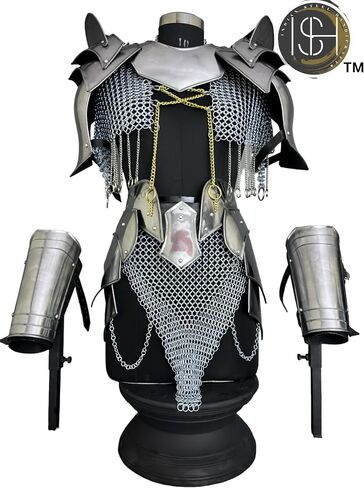 Medieval Cuirass Armor, Shoulder armor, Belt armor, Bracer armor, Chainmail Armor, Cosplay Armor, LARP Armor, Fantasy Gift for Women. in Saudi Arabia