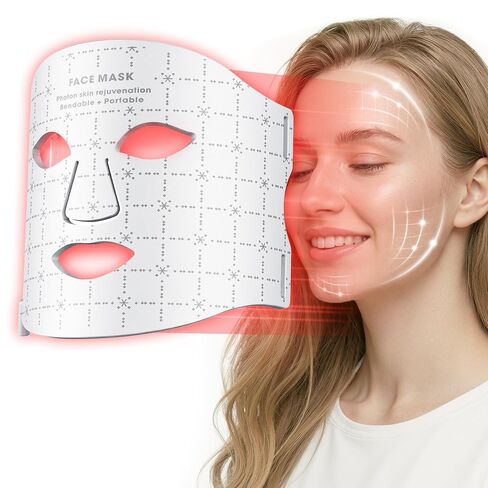 FDA-Cleared LED Light Therapy Mask, 7-Color Red Light Therapy for Face Anti-Aging, Wrinkle Reduction & Acne, Rechargeable Soft Silicone Home Skincare Device in Saudi Arabia