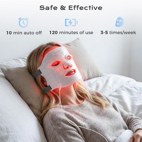 FDA-Cleared LED Light Therapy Mask, 7-Color Red Light Therapy for Face Anti-Aging, Wrinkle Reduction & Acne, Rechargeable Soft Silicone Home Skincare Device in Saudi Arabia