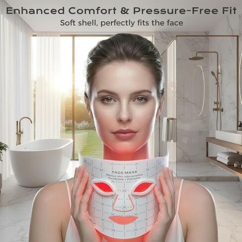 FDA-Cleared LED Light Therapy Mask, 7-Color Red Light Therapy for Face Anti-Aging, Wrinkle Reduction & Acne, Rechargeable Soft Silicone Home Skincare Device in Saudi Arabia