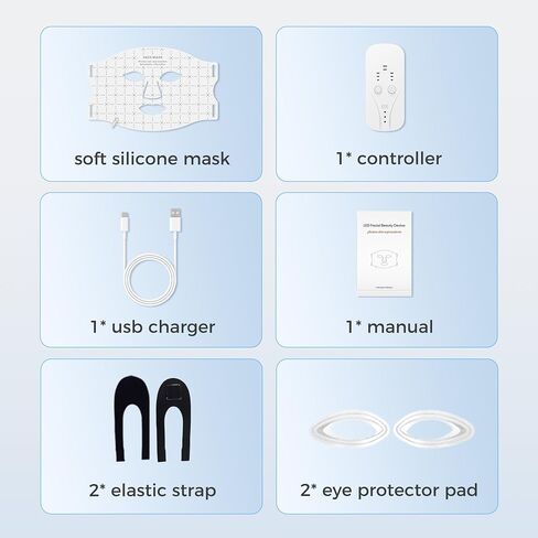 FDA-Cleared LED Light Therapy Mask, 7-Color Red Light Therapy for Face Anti-Aging, Wrinkle Reduction & Acne, Rechargeable Soft Silicone Home Skincare Device in Saudi Arabia