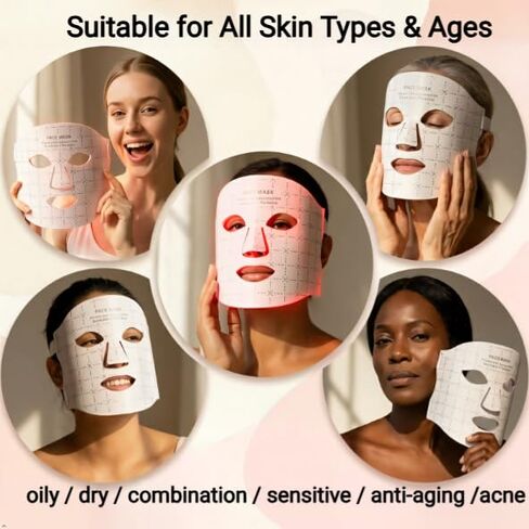 FDA-Cleared LED Light Therapy Mask, 7-Color Red Light Therapy for Face Anti-Aging, Wrinkle Reduction & Acne, Rechargeable Soft Silicone Home Skincare Device in Saudi Arabia