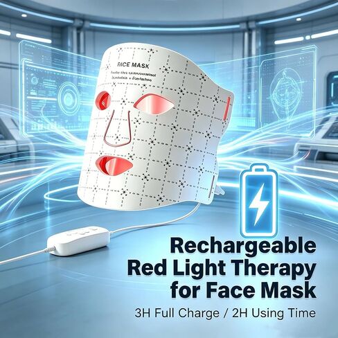 FDA-Cleared LED Light Therapy Mask, 7-Color Red Light Therapy for Face Anti-Aging, Wrinkle Reduction & Acne, Rechargeable Soft Silicone Home Skincare Device in Saudi Arabia