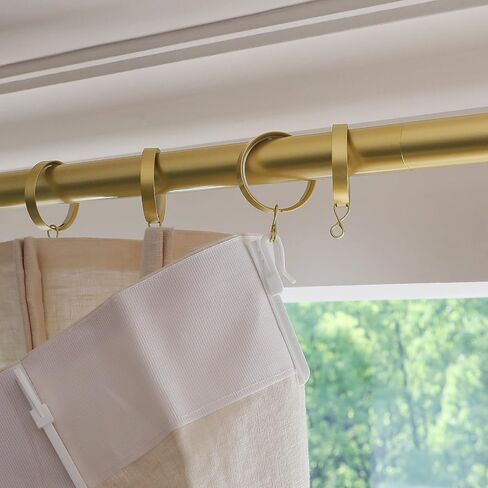 TWOPAGES Adjustable Curtain Rods for Windows 32 to 76 Inch, Wall Mounted Heavy Duty 1 Inch Gold Curtain Rod with Rings, Carbon Steel Curtain Rod Set in Saudi Arabia