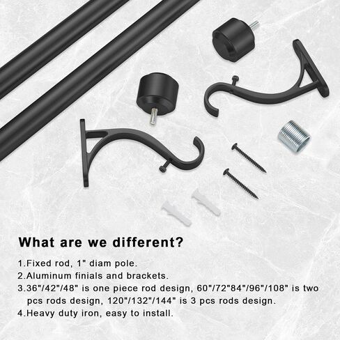 Curtain Rods, Non-Adjustable Drapery rod for Window, 1IN Diam 120INCH/10 Foot Fixed Length Rod with Aluminum End Caps and Brackets, Warm Gold in Saudi Arabia