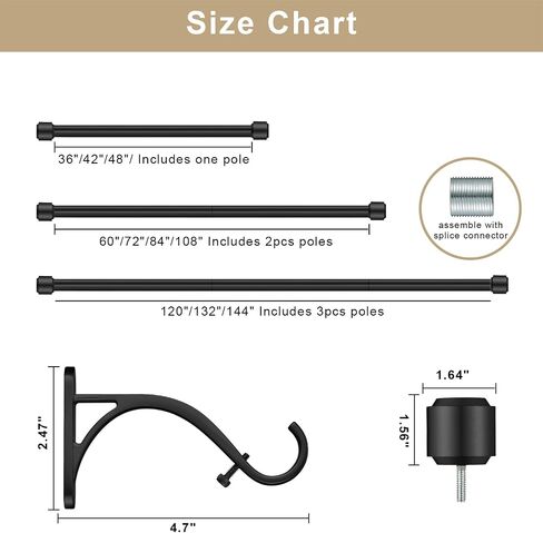 Curtain Rods, Non-Adjustable Drapery rod for Window, 1IN Diam 120INCH/10 Foot Fixed Length Rod with Aluminum End Caps and Brackets, Warm Gold in Saudi Arabia
