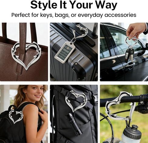 Gothic-style Carabiner Keychain, Devil Heart Keychain, Y2K Heart-shaped Carabiner, Fashion Belt Buckle, Clip-on Keychain Suitable For Keys, Car Keys, Bags, And Outdoor Gear （ 2.75 Inches ） in Saudi Arabia