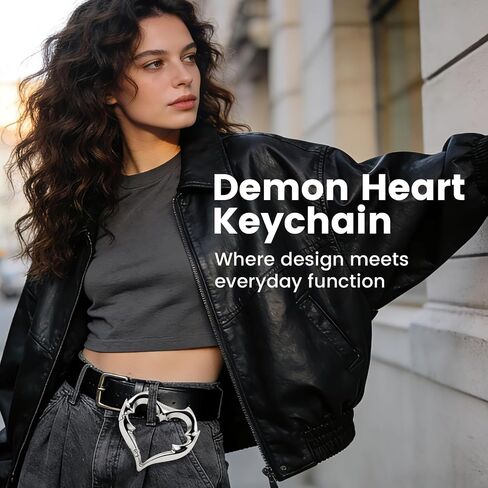 Gothic-style Carabiner Keychain, Devil Heart Keychain, Y2K Heart-shaped Carabiner, Fashion Belt Buckle, Clip-on Keychain Suitable For Keys, Car Keys, Bags, And Outdoor Gear （ 2.75 Inches ） in Saudi Arabia