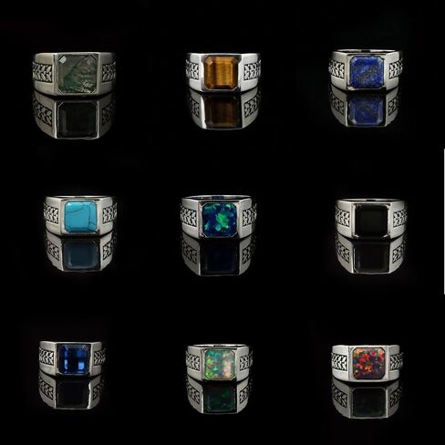 Natural Lapis Lazuli Ring Mens 925 Sterling Silver Handmade Gemstone Mens Jewelry Vintage Birthstone Mens Ring Gift for Him Statement Jewelry in Kuwait