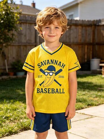 CM C&M WODRO Toddler Kid Baseball Jersey Shirt Boy Girl Funny Banana T-Shirt V Neck Baseball Team Graphic Tee Game Day Tops in Kuwait