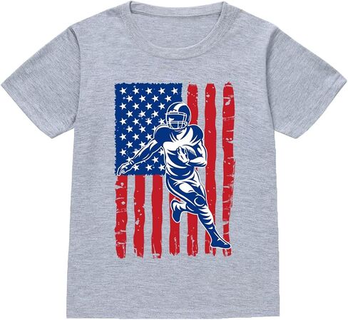 Kids 4th of July Shirts for Cotton Patriotic Tops Boys American Flag T-Shirt Independence Day Tees Clothes Size 2-10 in Saudi Arabia