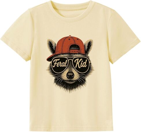 Todder Feral Shirt Kids Boys Girls Poppin Tees Kid Robot Vacuum Funny Raccoon Graphic Tee Tops 2-7 Years in Saudi Arabia