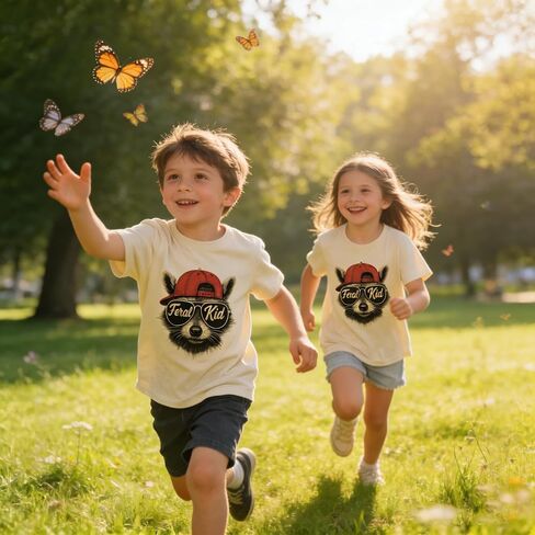 Todder Feral Shirt Kids Boys Girls Poppin Tees Kid Robot Vacuum Funny Raccoon Graphic Tee Tops 2-7 Years in Saudi Arabia