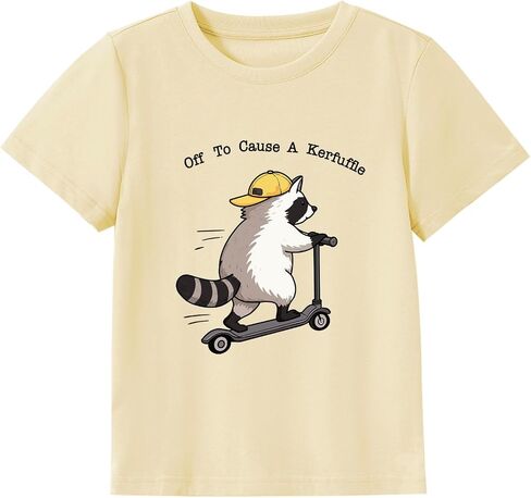 Todder Feral Shirt Kids Boys Girls Poppin Tees Kid Robot Vacuum Funny Raccoon Graphic Tee Tops 2-7 Years in Saudi Arabia