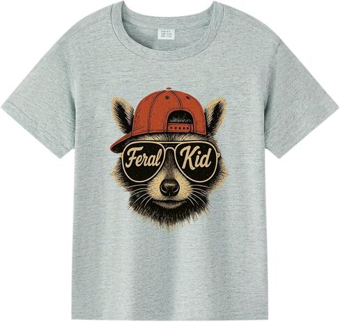 Todder Feral Shirt Kids Boys Girls Poppin Tees Kid Robot Vacuum Funny Raccoon Graphic Tee Tops 2-7 Years in Saudi Arabia