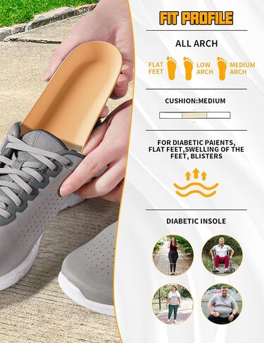 Diabetic Insoles for Men & Women-Soft Therapeutic Insoles,Suitable for Foot Cushioning, Reducing Friction, and All-Day Comfort Best Shoe Inserts for Neuropathy，Comfort Memory Foam Insole-L in Saudi Arabia
