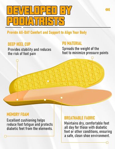 Diabetic Insoles for Men & Women-Soft Therapeutic Insoles,Suitable for Foot Cushioning, Reducing Friction, and All-Day Comfort Best Shoe Inserts for Neuropathy，Comfort Memory Foam Insole-L in Saudi Arabia