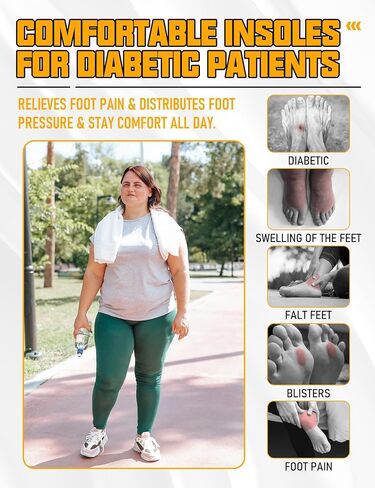 Diabetic Insoles for Men & Women-Soft Therapeutic Insoles,Suitable for Foot Cushioning, Reducing Friction, and All-Day Comfort Best Shoe Inserts for Neuropathy，Comfort Memory Foam Insole-L in Saudi Arabia