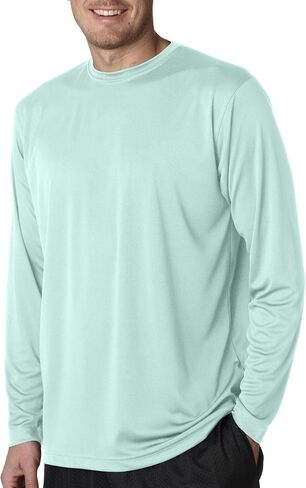 8422 UltraClub Adult Cool & Dry Sport Long-Sleeve Performance Interlock Tee (Sea Frost) (4XL) in Saudi Arabia