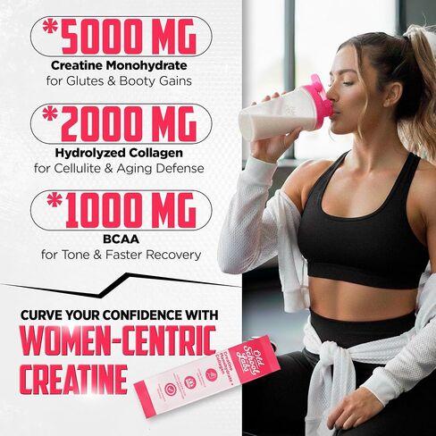 Old School Labs Creatine for Women – Post-Workout Supplement with 5000mg Creatine Monohydrate Powder, 2000mg Collagen & BCAA 2:1:1 for Strength Support & Recovery – Unflavored - 1 Ounce (Pack of 30) in Saudi Arabia