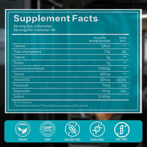 علكات الكرياتين مونوهيدرات 5000 مجم، مكمل كرياتين معتمد من NSF للرجال والنساء، مضغ قبل التمرين لنمو العضلات والقوة والطاقة، نباتي، نكهة التوت الأزرق، 120 قطعة in Kuwait