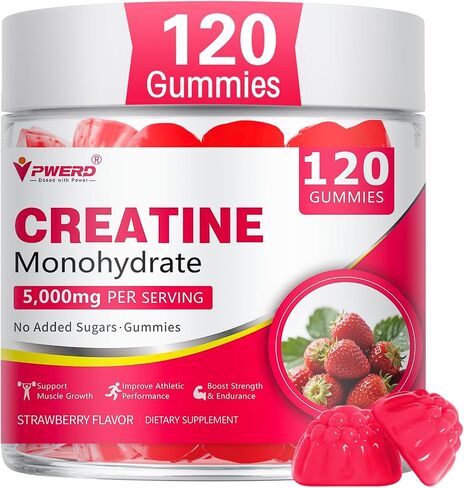 Creatine Gummies for Women - Booty Builder Supplement, Creatine Monohydrate Gummies 5g, Muscle Development & Post-Workout Recovery, L-Taurine & B12, Sugar Free, Vegan,Strawberry, 120 Ct in Saudi Arabia