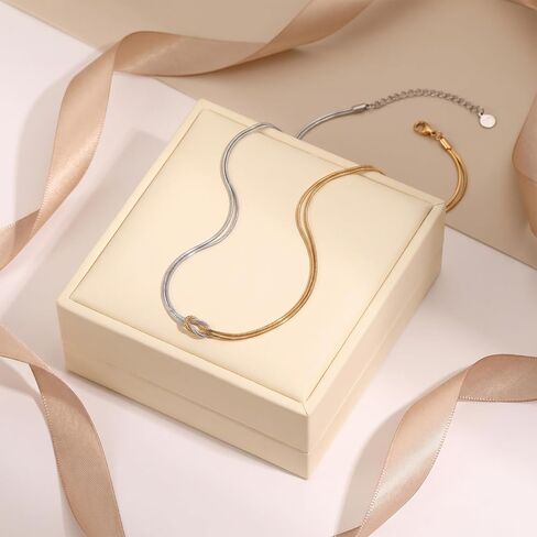 Snake Chain Necklace for Women Mixed Metal Jewelry Gold Silver Knot Necklace for Women Trendy in Saudi Arabia