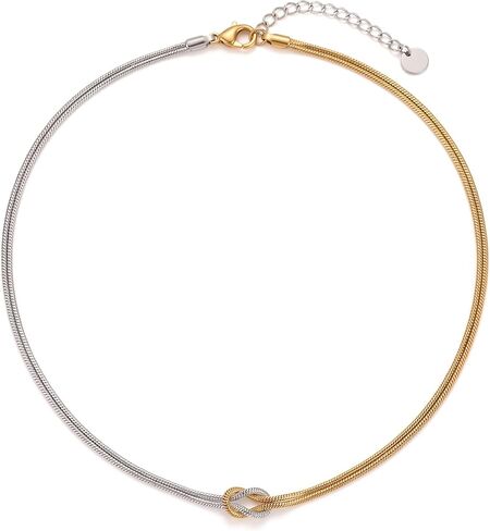 Snake Chain Necklace for Women Mixed Metal Jewelry Gold Silver Knot Necklace for Women Trendy in Saudi Arabia